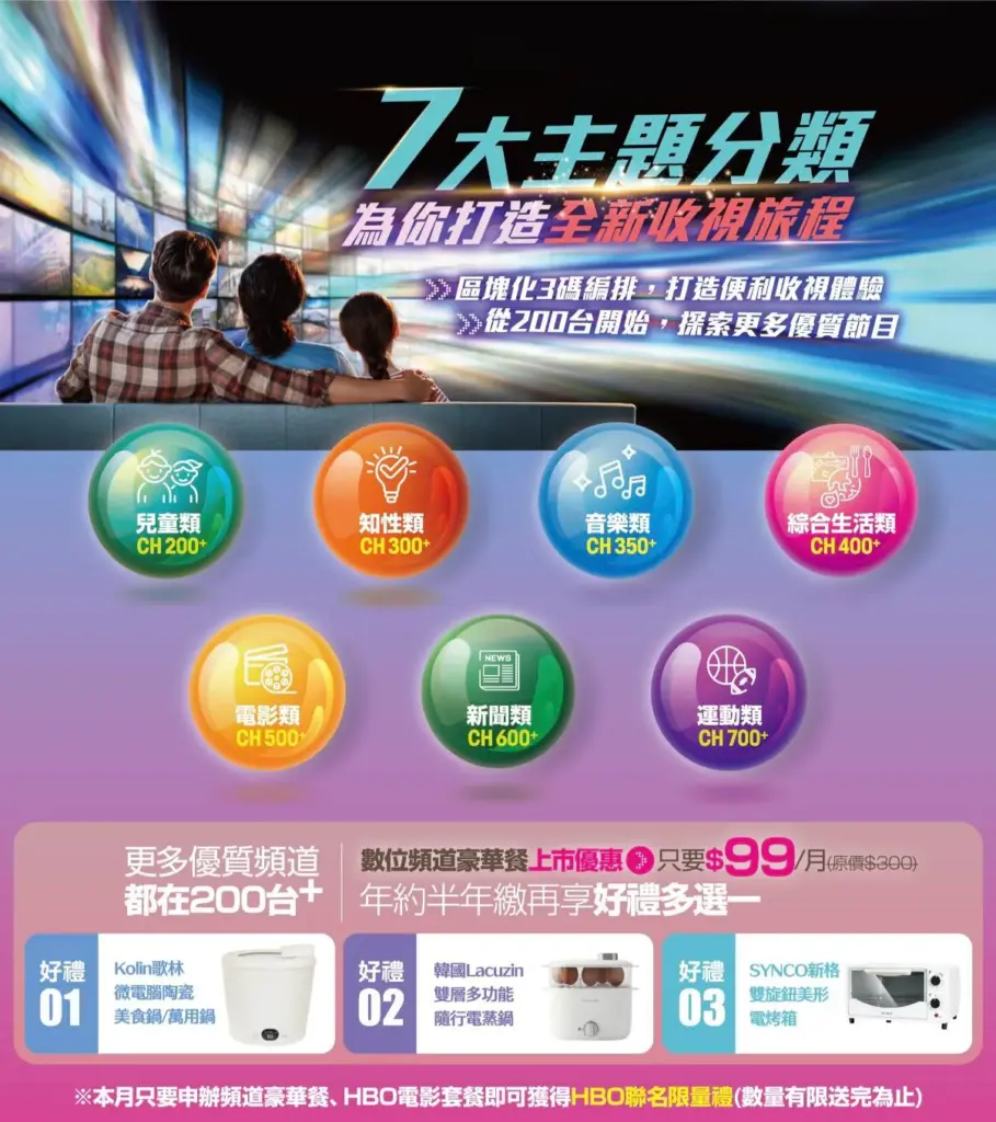 母親節限時第四台優惠!永佳樂數位頻道豪華餐
